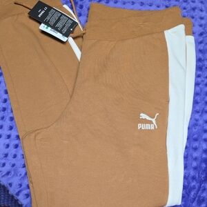 Puma Tan Joggers with Cream Accent